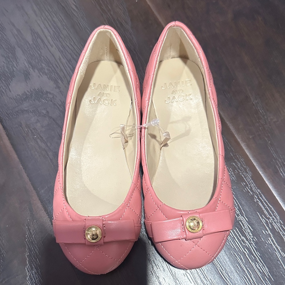 Janie and Jack Coral Quilted Flats with Bow